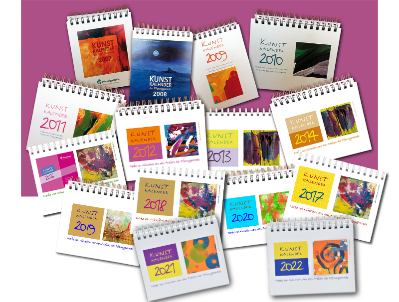 Viele verschiedene Kunstkalender.