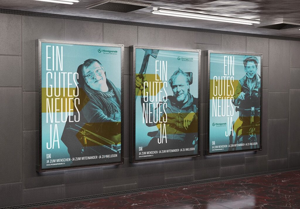 Plakatwand der Kampagne Ein Gutes Neues Ja mit den Protagonisten