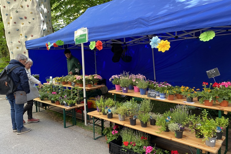 Verkaufsstand mit Pflanzen