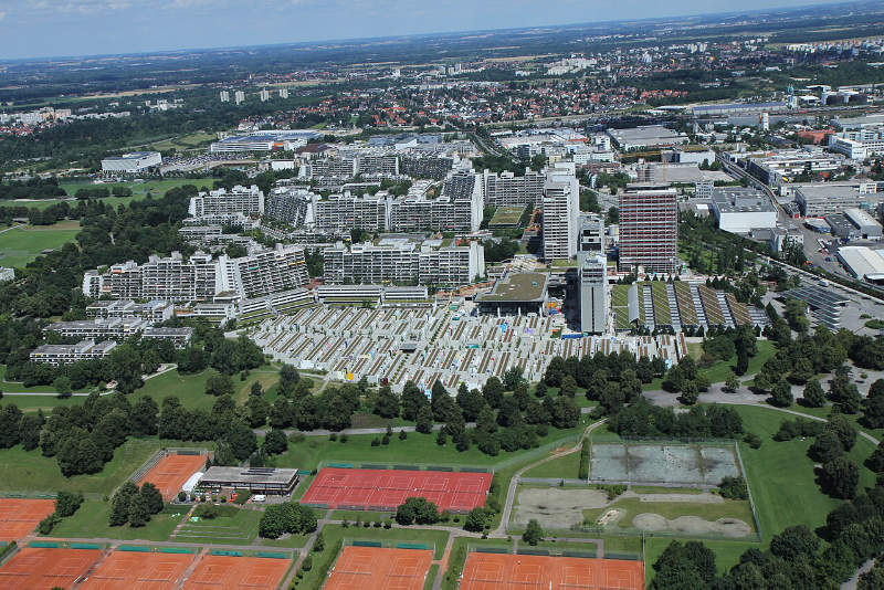 Luftaufnahme von Wohnungen in München